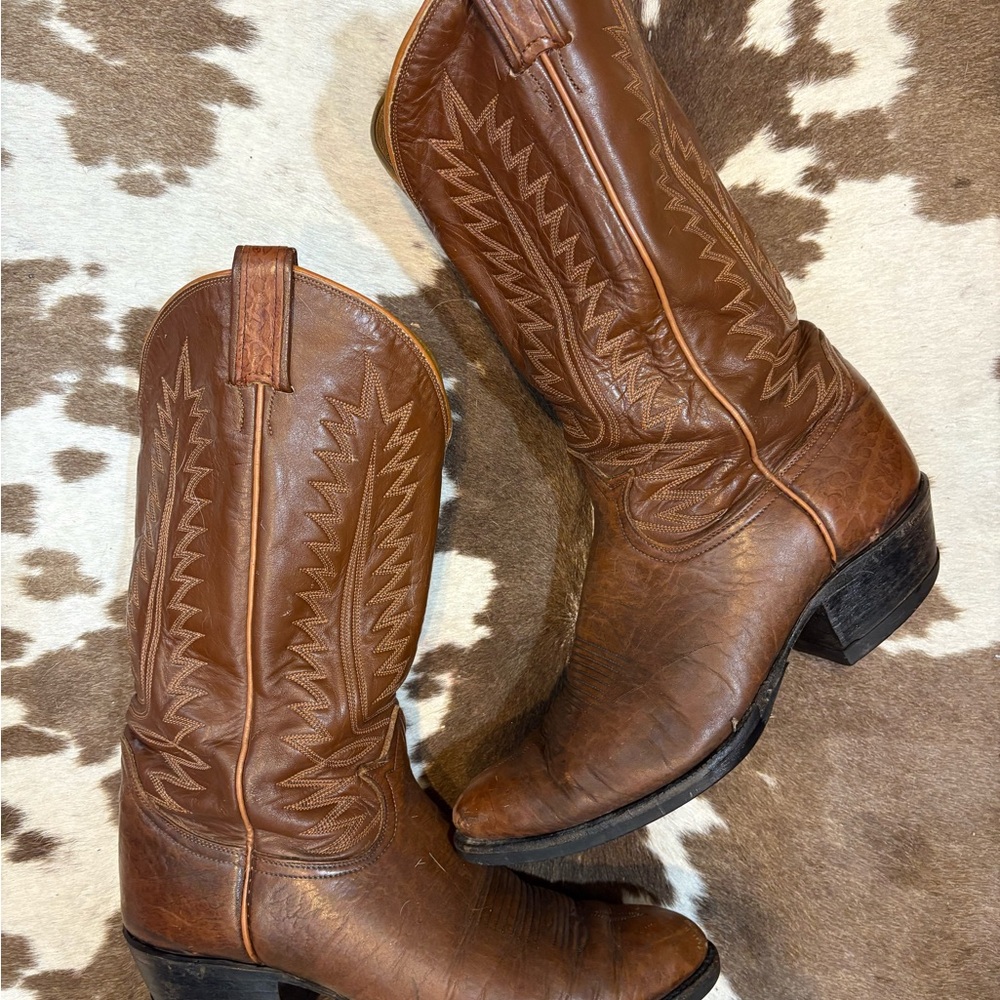 Tony Lama Brown Leather Western Boots men’s size 10 D